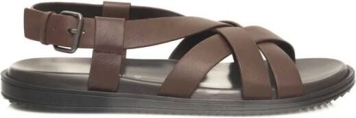 Cerruti 1881 Gevlochten platte leren sandalen Brown Heren