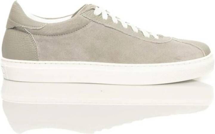 Cerruti 1881 Grijze Leren Sneakers Rubberen Zool Stijlvol Gray Heren