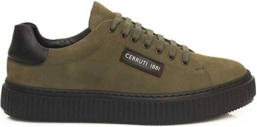 Cerruti 1881 Groene Leren Sneaker Heren Logo Green Heren