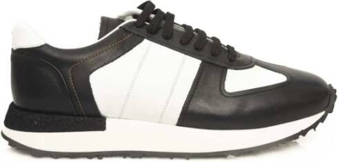 Cerruti 1881 Leren Hoge Zool Sneakers Zwart Wit Black Heren