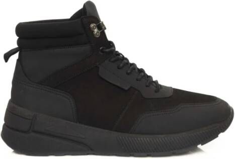 Cerruti 1881 Hoge Top Leren Sneakers Rubberen Zool Black Heren