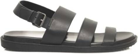 Cerruti 1881 Leren Sandalen Brede Banden Verstelbare Gesp Black Heren