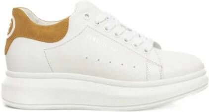 Cerruti 1881 Platform Leren Sneakers Logo Zijkant White Dames