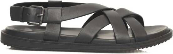 Cerruti 1881 Platte Geweven Leren Sandalen Black Heren