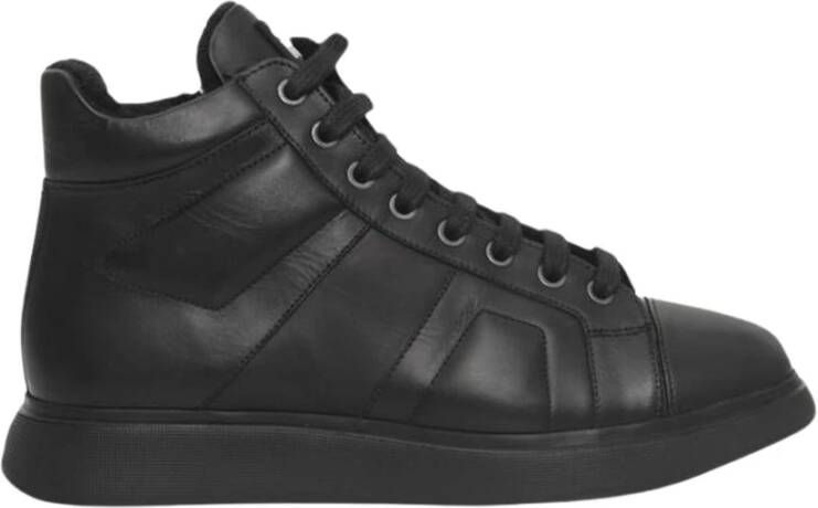 Cerruti 1881 Zwarte Leren High-Top Sneakers Logo Black Dames