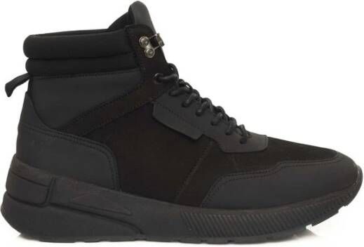 Cerruti 1881 Zwarte Leren Hoge Sneaker Black Heren