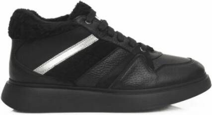 Cerruti 1881 Zwarte Leren Plateau Sneakers Vrouwen Logo Black Dames