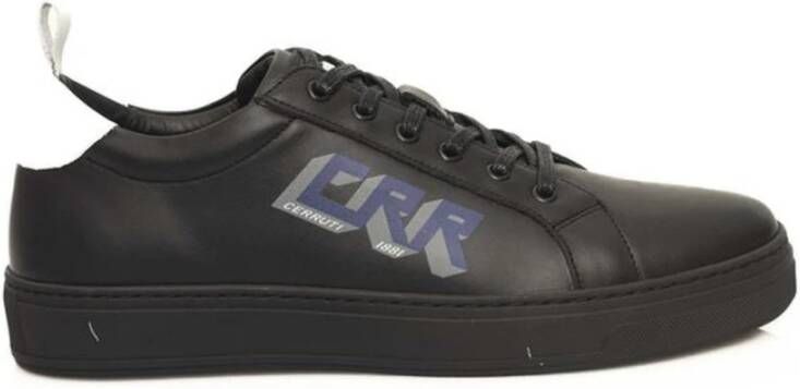 Cerruti 1881 Zwarte Leren Sneaker met Zijlogo Black Heren