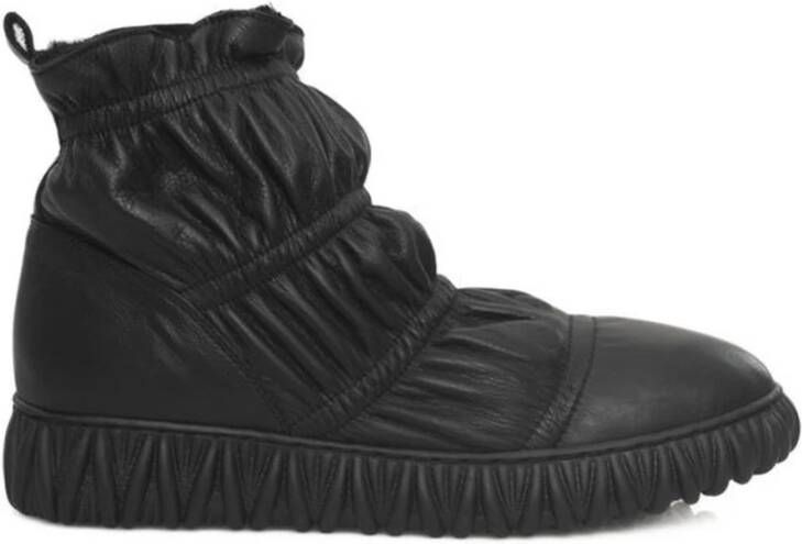 Cerruti 1881 Zwarte Leren Winterlaars Rubberen Zool Black Dames