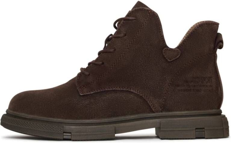 Cesare Gaspari Ankle Boots van Suède met Platte Zool Brown Dames