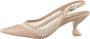 Cesare Gaspari Beige Mesh Pointed Toe Slingback Heels voor vrouwen Stijlvolle Kitten Heel Sandalen Beige Dames - Thumbnail 1