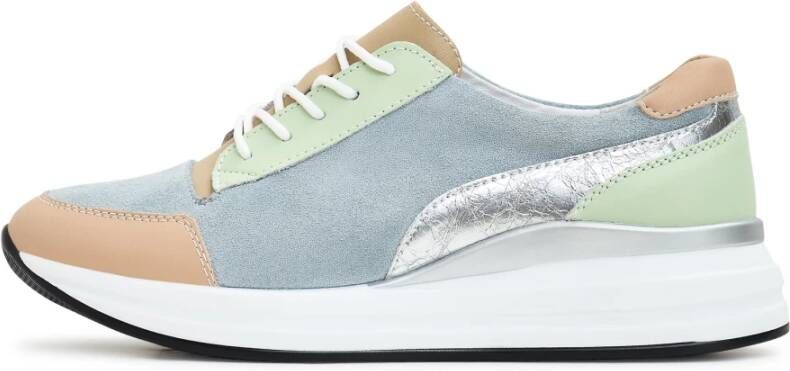 Cesare Gaspari Blauwe Platform Leren Sneakers Multicolor Dames