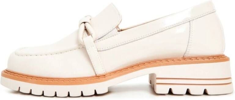 Cesare Gaspari Block Heels Loafers Beige White Dames