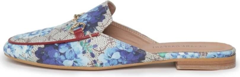 Cesare Gaspari Canvas Print Leather Loafers Amelie Blue Dames