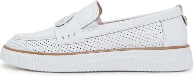 Cesare Gaspari Casual leren platformloafers Wit White Dames