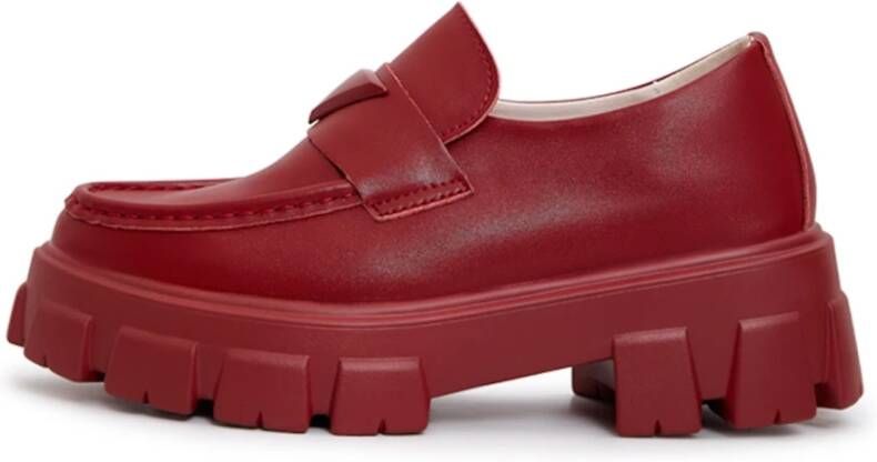 Cesare Gaspari Chunky leren platform loafers Bordeaux Red Dames