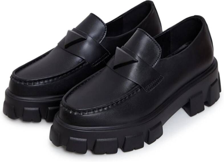 Cesare Gaspari Chunky leren platform loafers Zwart Black Dames