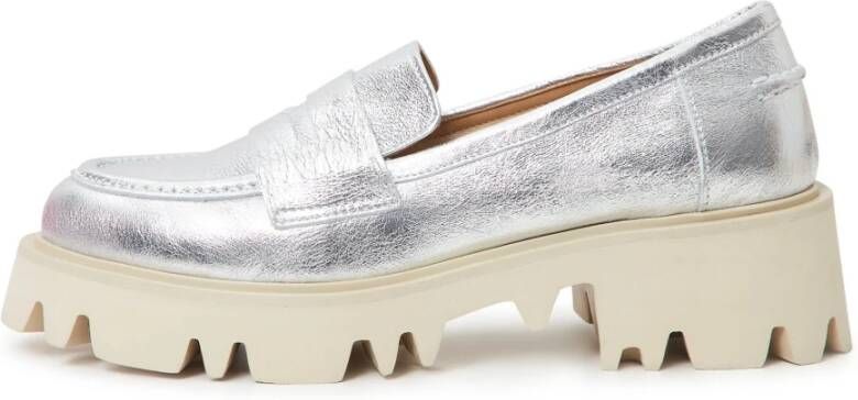 Cesare Gaspari Chunky Platform Loafers Silver Gray Dames