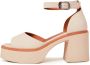 Cesare Gaspari Elegant High Heeled Leather Sandals Beige Dames - Thumbnail 1