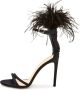 Cesare Gaspari Elegante Zwarte Veren Enkelband Luxe Hoge Hak Sandalen Black Dames - Thumbnail 1