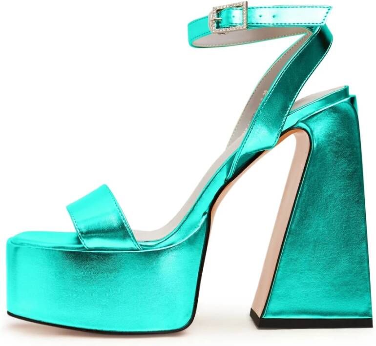 Cesare Gaspari Groene hooggehakte elegante sandalen Green Dames