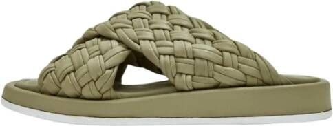 Cesare Gaspari Groene Leren Open Teen Sandalen Green Dames