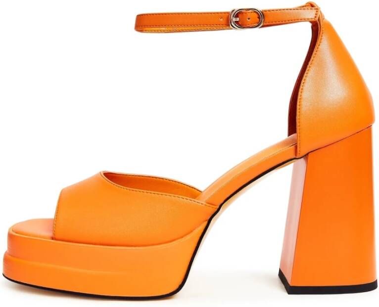 Cesare Gaspari Klassieke open teen hoge hakken sandalen Oranje Orange Dames