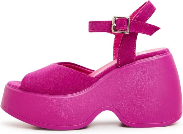 Cesare Gaspari Klassieke Plateausandalen Fuchsia Pink Dames