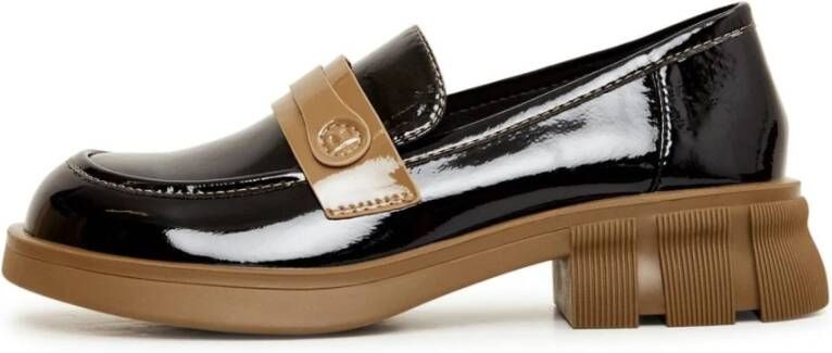 Cesare Gaspari Lakleren loafers Zwart Black Dames