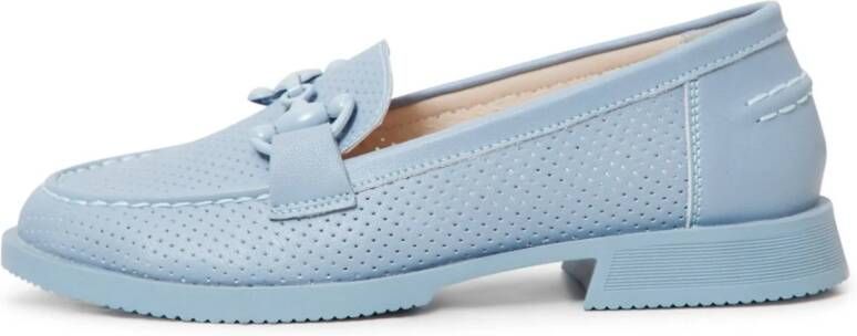 Cesare Gaspari Leren blokhak loafers Blauw Blue Dames