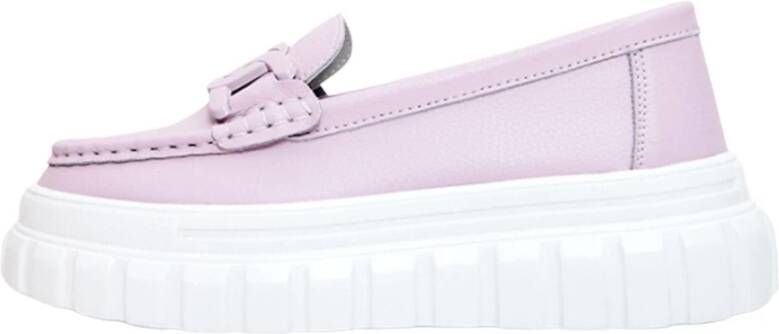 Cesare Gaspari Leren Urban Platform Loafers Roze Pink Dames