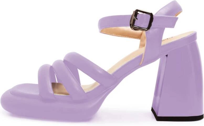 Cesare Gaspari Lila Blokhak Sandalen Purple Dames