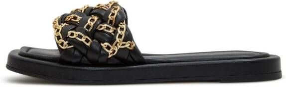 Cesare Gaspari Luxe Leren Ketting Sandalen Black Dames