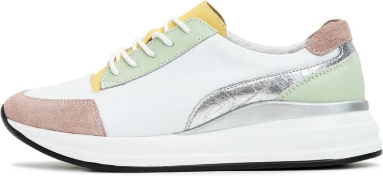 Cesare Gaspari Platform Leren Sneakers Wit Multicolor Dames