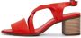 Cesare Gaspari Rode Leren Blokhak Sandalen Red Dames - Thumbnail 1