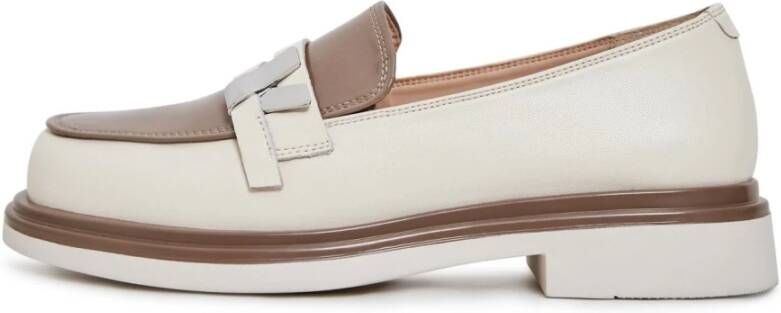 Cesare Gaspari Ronde punt blokhak loafers Beige Dames