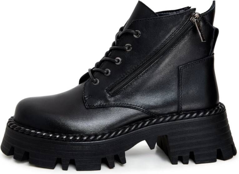 Cesare Gaspari Stijlvolle Veterschoenen Enkellaarsjes Zwart Black Dames