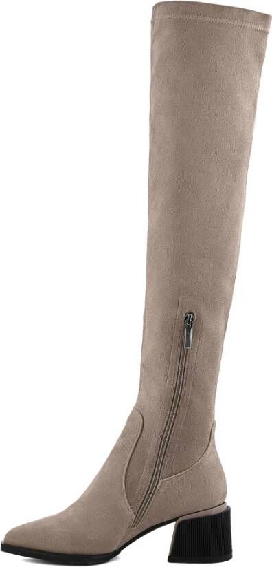 Cesare Gaspari Suede Chic Over-the-Knee Boots Beige Dames