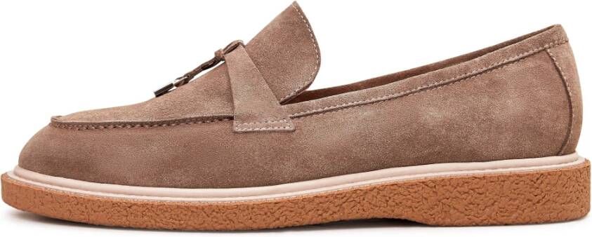 Cesare Gaspari Suede Slip-On Loafers Beige Brown Dames