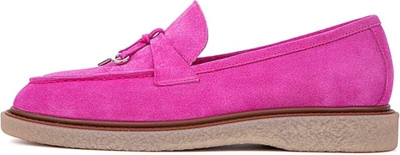 Cesare Gaspari Suede Slip-On Loafers Pink Dames