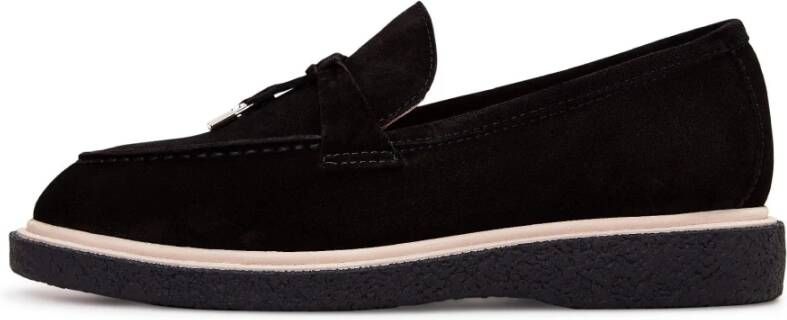 Cesare Gaspari Suede Slip-On Loafers Zwart Suède Black Dames