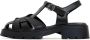 Cesare Gaspari Verhoogde Leren Plateau Sandalen Black Dames - Thumbnail 1