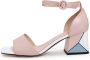 Cesare Gaspari Vierkante Hak Sandalen Stof Roze Pink Dames - Thumbnail 1