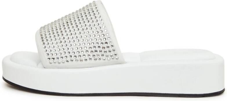 Cesare Gaspari Witte Jewel Platform Mule White Dames