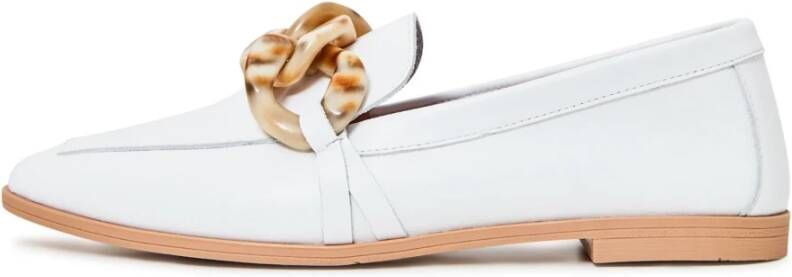 Cesare Gaspari Witte Leren Loafers met Chunky Zool White Dames