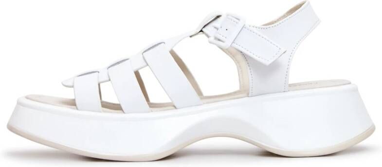 Cesare Gaspari Witte Leren Plateau Sandalen Joanna White Dames