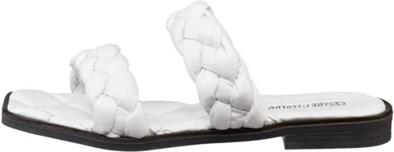 Cesare Gaspari Witte platte zool leren sandalen White Dames