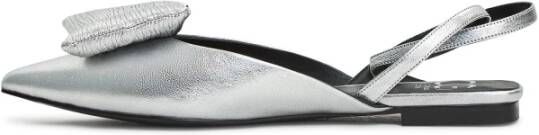 Cesare Gaspari Zilveren Slingback Ballerina Platte Zool Gray Dames