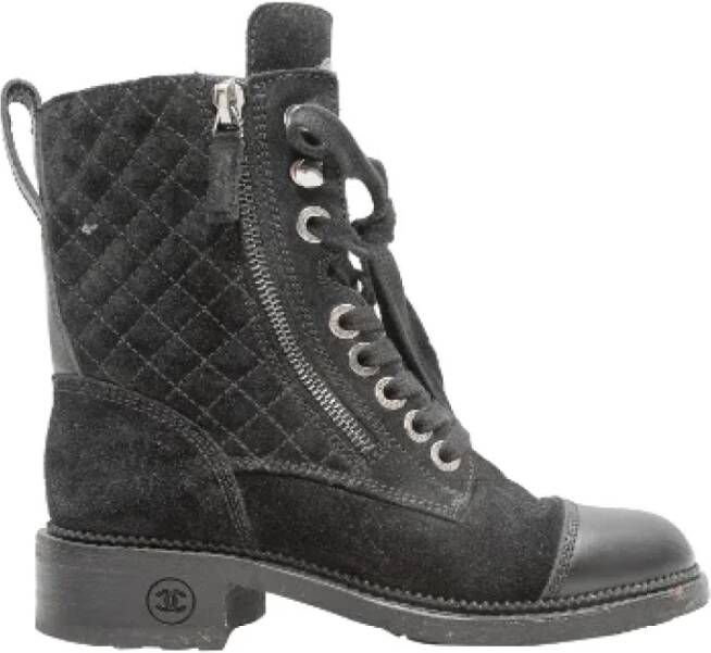 Chanel Vintage Pre-owned Canvas boots Black Dames