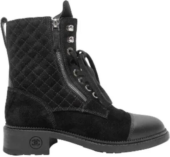 Chanel Vintage Pre-owned Canvas boots Black Dames